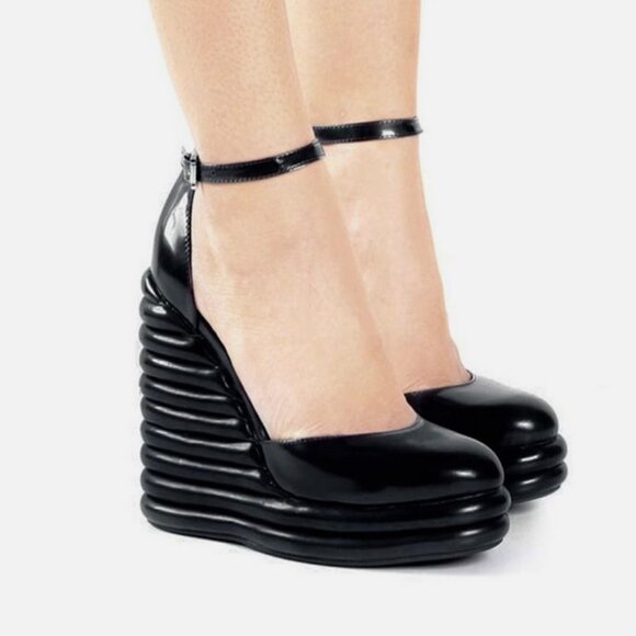 NWOB Jeffrey Campbell Novice Leather Platform Wedge - Picture 2 of 3